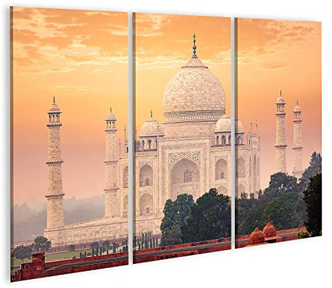 islandburner Bild auf Leinwand Taj Mahal Sonnenaufgang Sonnenuntergang Agra Indien Indisches Symbol Reise Hinte Bilder Wandbilder Poster BAGZ-3P