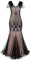 Cicano Robe garçonne pour femme - Robe longue à franges - Style vintage des années 1920 - Style art déco - Gatsby, Noir/rose, XL