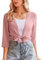 Zeagoo Damen Bolero Sommer Cardigan Kurze Leichte Bolerojacke 3/5 Ärmel Front öffnen jäckchen für abendkleid Rosa XXL