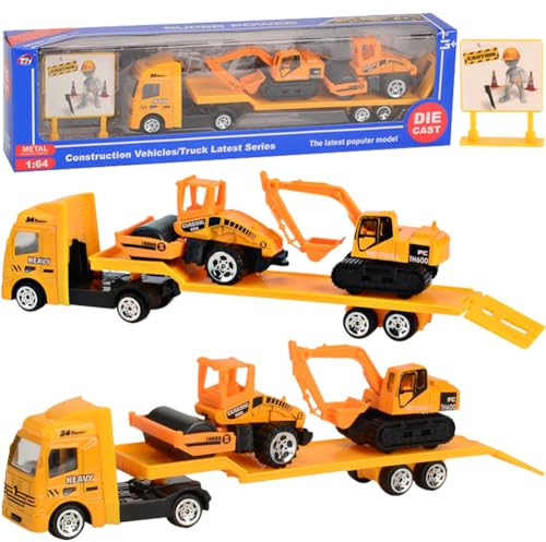 ELfcAt Autotransporter Spielzeugauto Set Truck Spielzeug für Kinder mit 12 Mini Metallauto Geschenk Spielzeug ab 3-5 Jahre Junge (A)