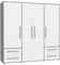 FORTE Jupiter Schrank 200 210, Kleiderschrank, Drehtürenschrank, 4-türig, mit 4 Schubladen und Einlegeböden, Betonoptik Grau und Weiß, 206 cm breit x 59 cm tief x 200 cm hoch