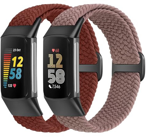 SHIJZWD Elastic Braided Straps Compatible With Fitbit Charge 5/6, Breathable Adjustable Stretchy Nylon Loop Replacement Bands for Sport, Women and Men