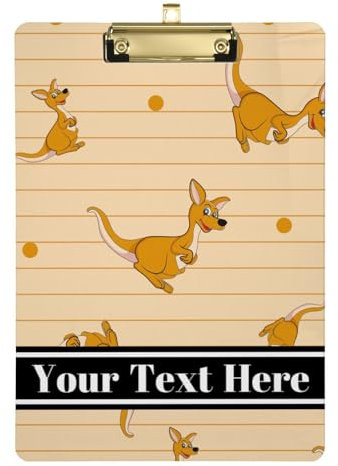 Individuelles Klemmbrett mit Namen in der vorderen Klemmbrettordner, Datei-Padfolio, personalisierte Klemmbretter für Lehrer, Cartoon-Känguru