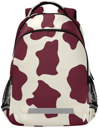 Amooorous Braune Kuh-Punkt-Kinderrucksäcke für Mädchen, Kleinkinder, mit Brustgurt, Büchertasche für Teenager, Mädchen, Jungen, Morral Ecolar para ni?o, Brauner Kuh-Punkt, Medium