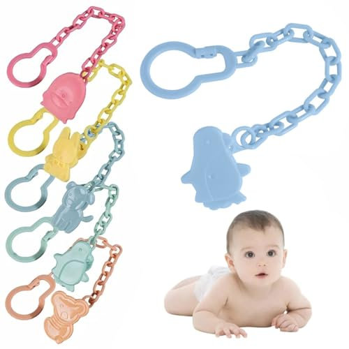 GNHG 6 Stück schnullerkette, Schnullerschnur mit Clip, Bibs schnullerkette, für Jungen und Mädchen