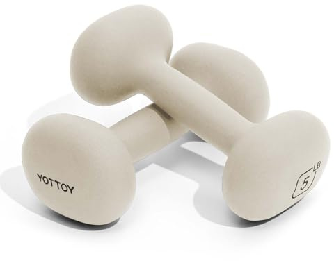 YOTTOY Gewichte Hantel-Set für Frauen, 0,9–6,8 kg Hanteln, 2er-Set, rutschfeste Handgewichte für Heimtraining, tragbare Krafttraining, Neoprenhanteln (Weiß, 2,3 kg-Paar)