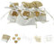 Doni Bomboniere Set Anniversario Nozze Oro 12 Sacchettini Portaconfetti in Cotone Panna e Oro 12 Applicazioni Cuore con '50' 12 Bigliettini Personalizzabili 12 Bustine Confetti Bianco Gadget Nozze