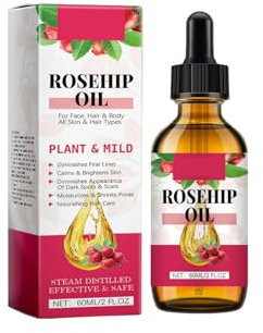 Rosenöl Gesicht 60ML Rose Oil mit Vitamin C Serum Entfernen Aging Falten Gegen dunkle Flecken und müde Haut Feuchtigkeitspflege für Gesicht, Körper, Haut (1)