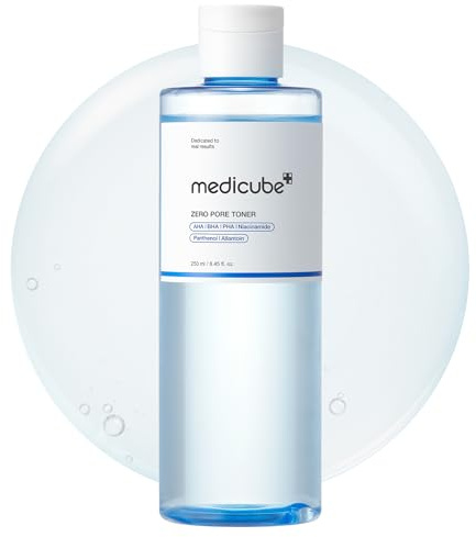 medicube Zero Pore Toner I Exfoliating & Hydrating Blue Bottle Water Toner with AHA, BHA, PHA, Niacinamide, and Panthenol | Korean Skin Care for Pores, Texture, and Moisture Care (8.45 fl. oz.)