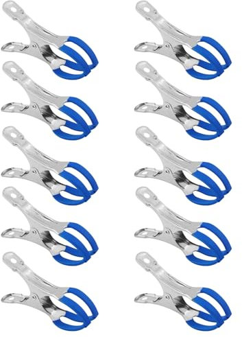 JRSHIRLEYLTD Lot de 12 pinces en métal pour piscines hors-sol, pinces de serrage avec forte force de serrage, pinces à ressort avec film de protection pour collage, photographie, piscine (double clip