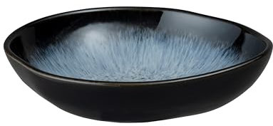 Denby - Halo Medium Organic Dish - 19cm Width - Organic Shape Reactive Glaze Serving Dish - Black, Grey, White Ceramic Glazed Oven Safe, Dishwasher Safe, Microwave Safe