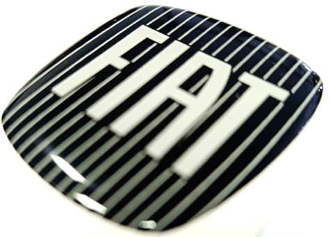 ricambio per volante, logo adesivo 3d, fregio compatibile con modelli fiat (dimensioni 40 x 43 mm) (bianco nero righe)