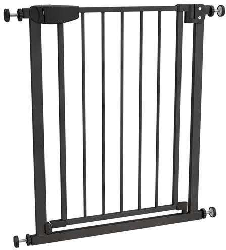 ALMAR Baby Sicherheitsgitter, 67-74 cm, schwarz, einfache Montage ohne Schrauben für Türen, Flure oder Treppen für Kinder oder Haustiere, weißer Zaun mit automatischem Verriegelungssystem, beidseitig