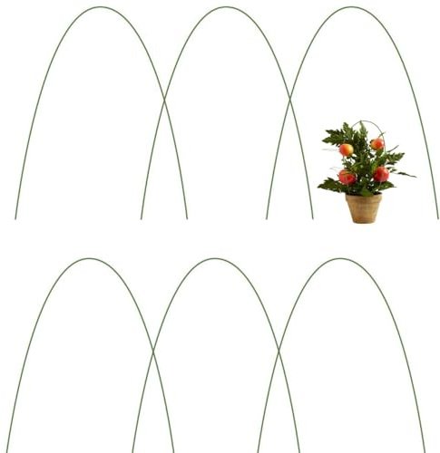 Generisch Gewächshaus-Ringe für Pflanzenabdeckung, Plastic Coated Steel Gartenpfähle, 3.2mm Gartenpfähle Biegsamer Stahlstab für Folientunnel, Gewächshaus, Tomaten, Erdbeeren - 1.2m Länge (6er-Pack)