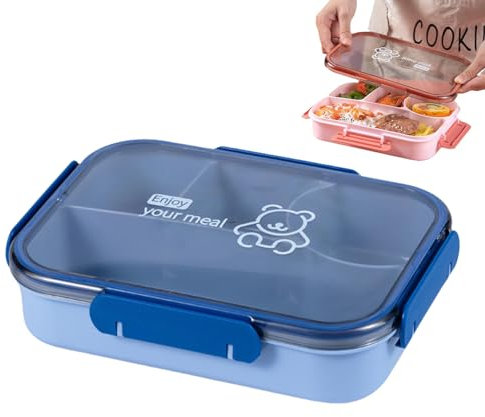 Pasdrucn Lunch Box, Bento, Bento Lunch Box Enfant Adulte Boîte 1050ml, Bol Maju Compartiment, Lunch Box Enfant (Blue)