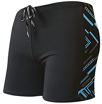 Bañador Natacion Hombre Boxer Traje de Baño Piscina de Secado Rápido Bañadores Negro Transpirable con Forro de Malla Pantalon Corto Deporte de Natación para Hombre Surf Playa, Cordón Ajustable