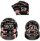 50th Birthday Party Tableware Set - 96 Pcs Black Rose Gold Paper Plates and Napkins Dinnerware Party Supplies for Women 50th Birthday Table Decorations Serve 24 Guests
