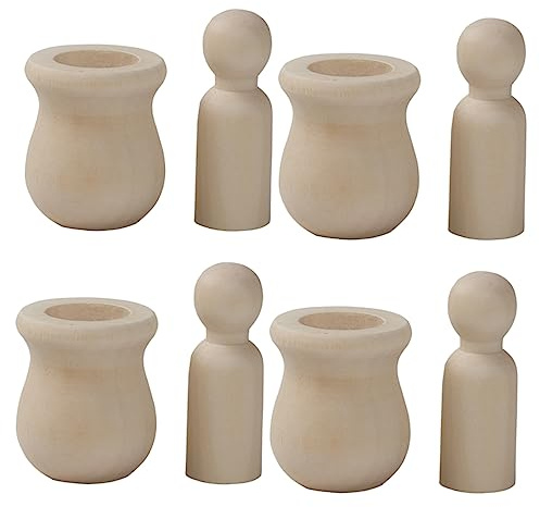 Anneome 20set DIY Paint Wooden Dolls Unfinished Puppet People for Boys and Miniatures Natural Wood Doll House People