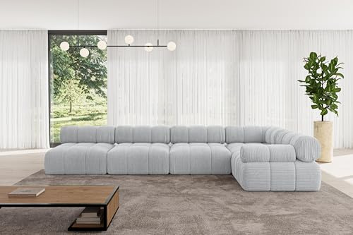 ALTDECOR Modulares Sofa Ecksofa in L-Form Corner modular Sofa Eckcouch Couch Wohnlandschaft Cauchsofa Polstersofa Mende-L3-380x190x70 cm Grau