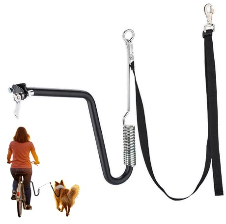 Relaxdays Guinzaglio per Cani da Bicicletta a Mani Libere, Supporto per Bici con Distanziatore a Molla, Corda, Nero, 20% Poliestere 5% Gomma 75% Acciaio, 1 Pezzo