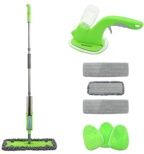Spray Mop and Handy Mop Bundle - Lightweight Floor Cleaning Mops with 6 Microfibre Pads, Refillable Bottles, Ideal for Hardwood, Tile and Laminate Floors