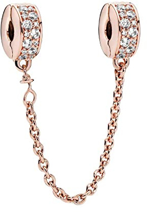 Csenyuer Femme Charms Rose Gold Safety Chain Clip Argent Sterling 925 Pendentif avec Zircon Cubique pour Bracelet