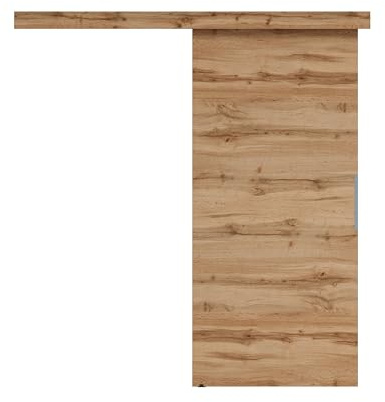 Schiebetür Komplettset 85x205 cm | Schiebetür mit modernem Design und flacher Abdeckung | Schiebetürsystem für platzsparende Raumgestaltung in Wohnzimmer, Küche oder Büro | Zimmertür | Eiche Wotan