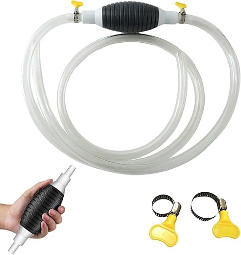 Multifunktions Flüssigkeitssauger, Manuelle Benzinpumpe mit Schlauch & Metallklemme, Hand Siphonpumpe für Benzin, Diesel, Öl, Wasser & Aquarium, Tragbare Umfüllpumpe für Auto & Haushalt (2M)