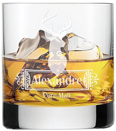 Amikado Verre à Whisky cerf personnalisé avec Un prénom gravé