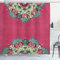 ABAKUHAUS Mandala Duschvorhang, Eastern Boho Blumen, Stoffliches Gewebe Badezimmerdekorationsset mit Haken, 175 x 200 cm, Rosa Türkis