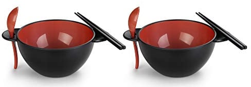 Ozeri RB2-RD Earth Ramen Bowl 6-Piece Set, 100% Made from a Plant, Red