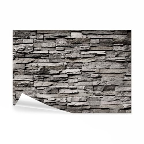 decomonkey Fototapete selbstklebend Steinwand Stein, 294x210 cm, Steinoptik | Steintapete, 3D, Mauer, grau, Selbstklebende, Tapeten, Wand, Fototapeten, Tapete, Wandtapete, klebend, Klebefolie