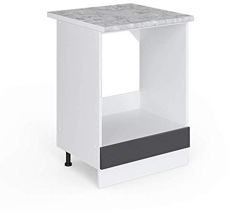 Vicco Herdumbauschrank R-Line, Anthrazit Hochglanz/Weiß, 60 cm, AP Marmor