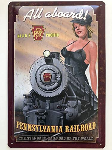 Blechschild 20x30cm gewölbt sexy pin up Pennsylvania Eisenbahn Zug Deko Geschenk Schild