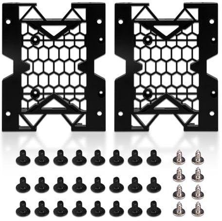 KOOBOOK - 2 pezzi da 5,25 a 3,5 2,5 SSD HDD Tray Caddy Case Adapter Hard Disk Bays Holder ventola di raffreddamento staffa di montaggio per PC