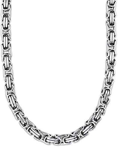 König Design 9 mm Königskette Armband Herrenkette Männer Kette Halskette Panzerkette, 30 cm Silber Edelstahl Ketten