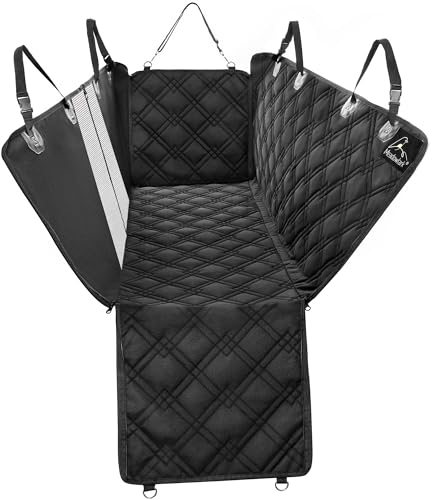 Meadowlark XL Dog Seat Covers Premium Unique Mesh Design & Entire Car Protection-Doors,Headrests & Backseat. Zippered Side Flap, Waterproof Pet Seat Cover + Seat Belt & 2 Headrest Protectors