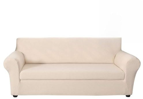 NIBESSER Sofabezug Sofaüberwurf Jacquard elastisch Stretch Sofabezug Wohnzimmermöbel Beschützer Jacquard Spandex Stoff 2er Set (Sofabezug + Sitzkissen bezug)