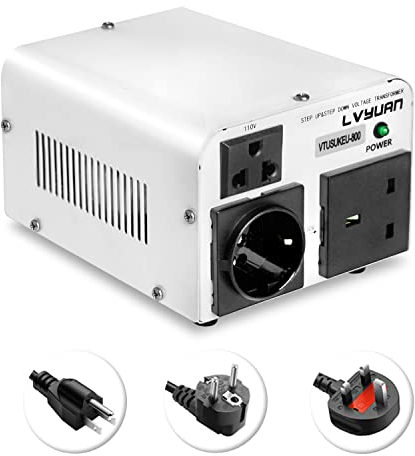 Yinleader Trasformatore di Tensione 800 VA / 800 Watt - In: 110 V o 220 V / Out: 110 V e 220 V (Include Spina UK ed Europea)