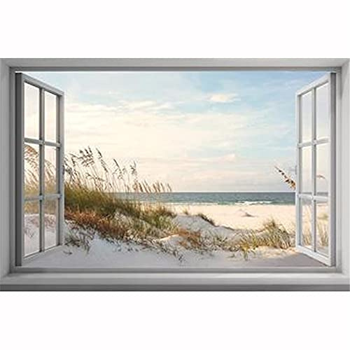 DIY 5D Diamond Painting Kit Kinder Fenster Strand Diamant Painting Bilder Groß Kristall Strass Stickerei Kreuzstich Leinwand Kunst für Haus Wand Dekoratione Geschenk Round drill,50x70cm