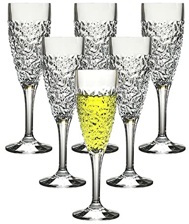Champagnergläser aus transparentem Kunststoff, spülmaschinenfest, BPA-frei, 6 Stück