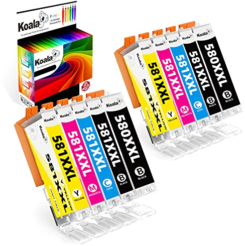 Koala Kompatible Tintenpatrone als Ersatz für Canon PGI 580 CLI 581 XXL PGI-580XXL CLI-581XXL Multipack für Pixma TR8550 TS8350 TS705 TS6350 TS9550 TS6250 TS6150 TR7550 TS8251 Drucker (10er-Pack)