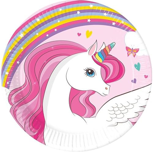 Procos Licorne arc-en-ciel 8 petites assiettes