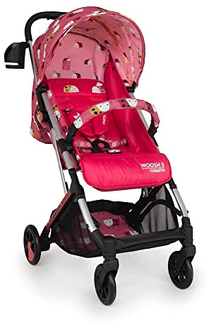 COSATTO Woosh 3 - Leichter Kinderwagen ab Geburt bis 25kg.Einfaches Zusammenklappen mit 1 Hand,kompakt, Teleskopgriff,extra großer Einkaufskorb,Becherhalter, Stoßstange & Regenschutz (Ladybug Ball)