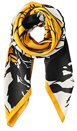 LumiSyne Seidenschal Damen Quadratischer Schal 90x90cm Bunten Colour Blocking Künstlerisch Rose Blumen Leicht Seidentuch Kopftuch Halstuch Dekorative Bandana Haarschal