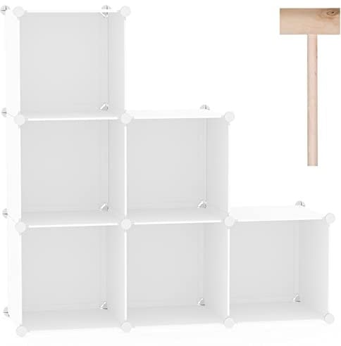 C&AHOME Organizzatore di contenitori a cubo, scaffali a 6 cubi, armadio, scaffale modulare in plastica fai-da-te, ideale per camera da letto, soggiorno, ufficio, 36,6 L x 12,4 L x 36,6 H Latteo