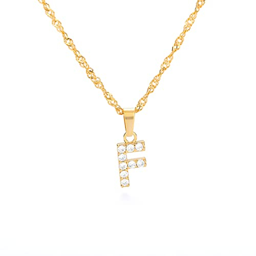 FPEAOB Buchstaben Kette Personalisierte Halskette mit Initial Buchstaben Anhänger Alphabet A-Z Buchstabenkette Damen Gold Kette Namenskette Geschenk für Frauen Weihnachten Geburtstag Valentinstag F