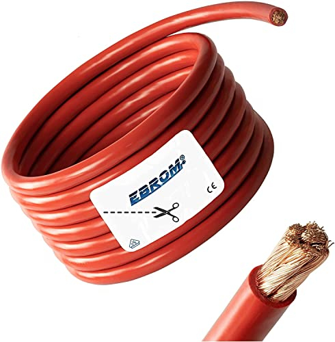 EBROM Cable de batería – Cable de alimentación rojo, H07V-K 6-10 – 16-25 – 35-50 – 70 o 95 mm² – Cable de batería 99,9% cobre OFC, venta por metro, tu selección: 25 mm2, x pieza en la cesta = x metro