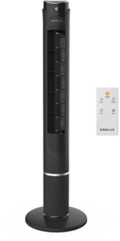 Newlux - Ventilador de Torre sin Aspas W130 (45W) con Altura 103,5cm, 3 Vel, 3 Modos, Oscilación de 70º, Temporizador 12h y Diseño Compacto. Ventilador de Pie con Mando a Distancia (Negro)