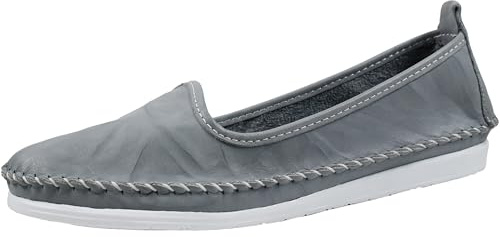 Andrea Conti Damen Mokassin Leder Slipper Ballerina Eyecatcher bequem 0027449, Größe:40 EU, Farbe:Grau